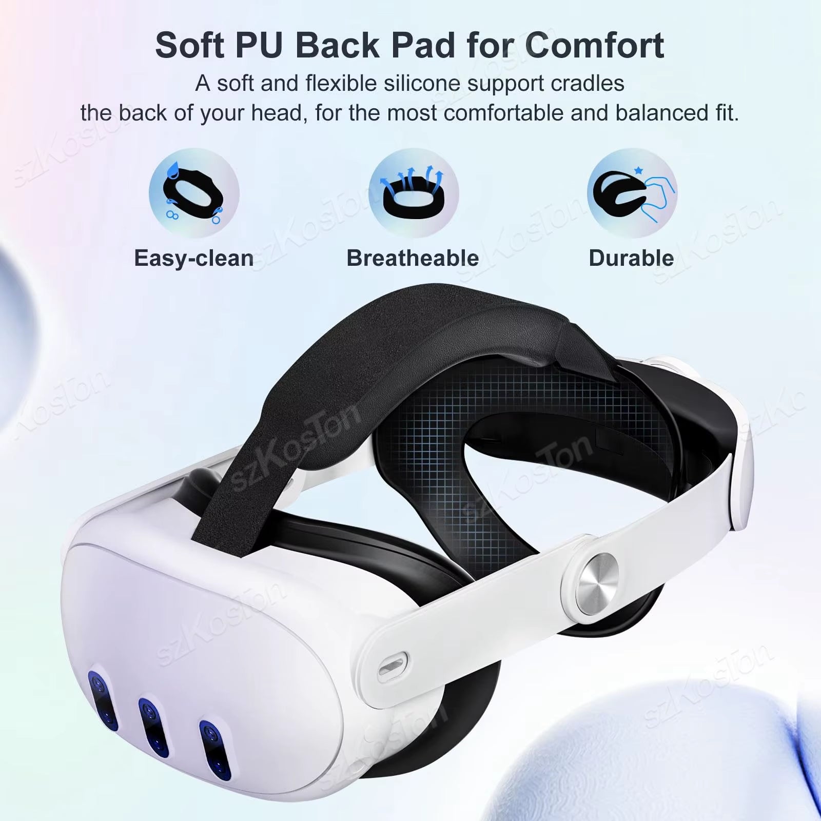 Comfort Head Strap for Meta Quest 3S and Quest 3 VR Headset Reduce Pressure Adjustable Elite Strap for Meta Quest3 Accessories