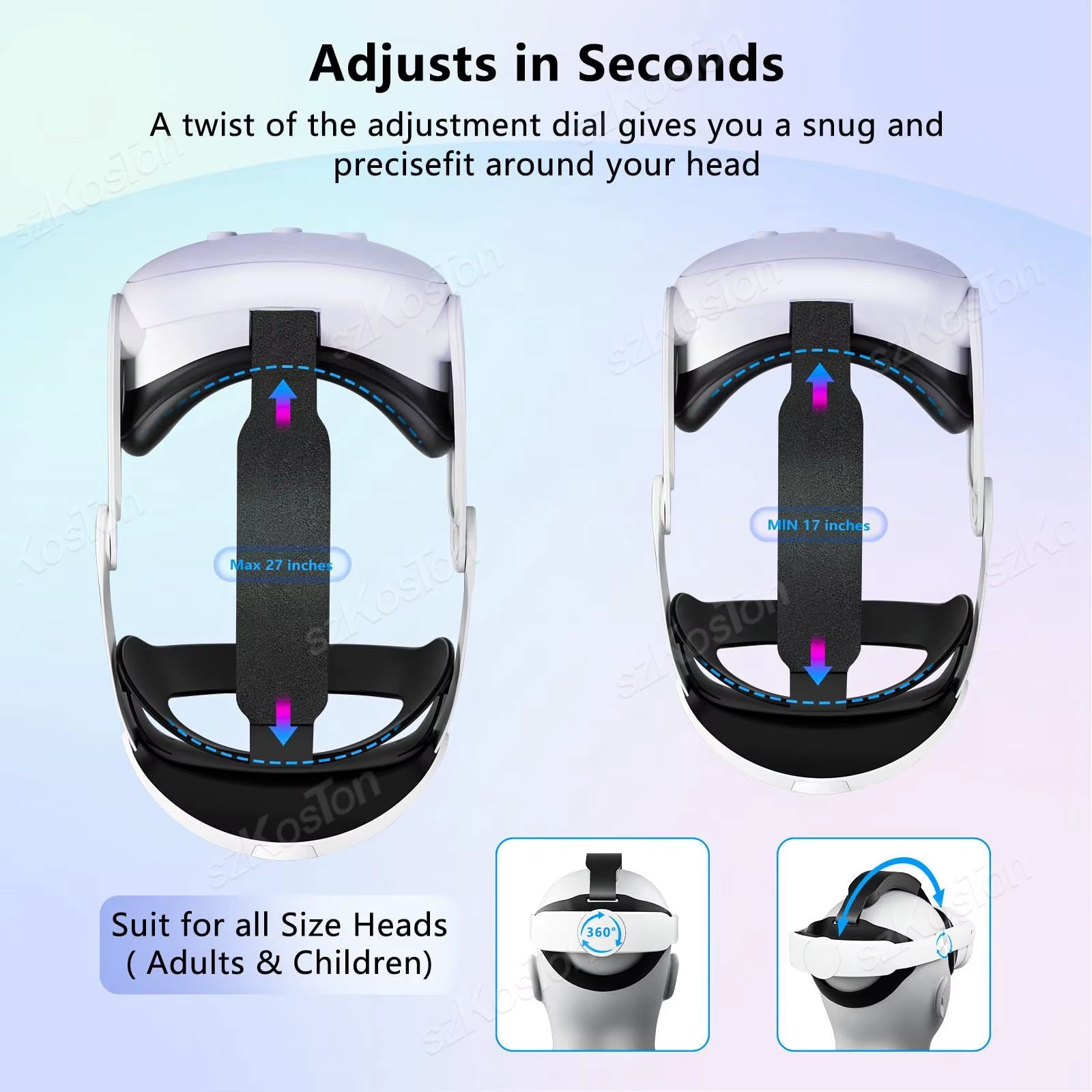 Comfort Head Strap for Meta Quest 3S and Quest 3 VR Headset Reduce Pressure Adjustable Elite Strap for Meta Quest3 Accessories