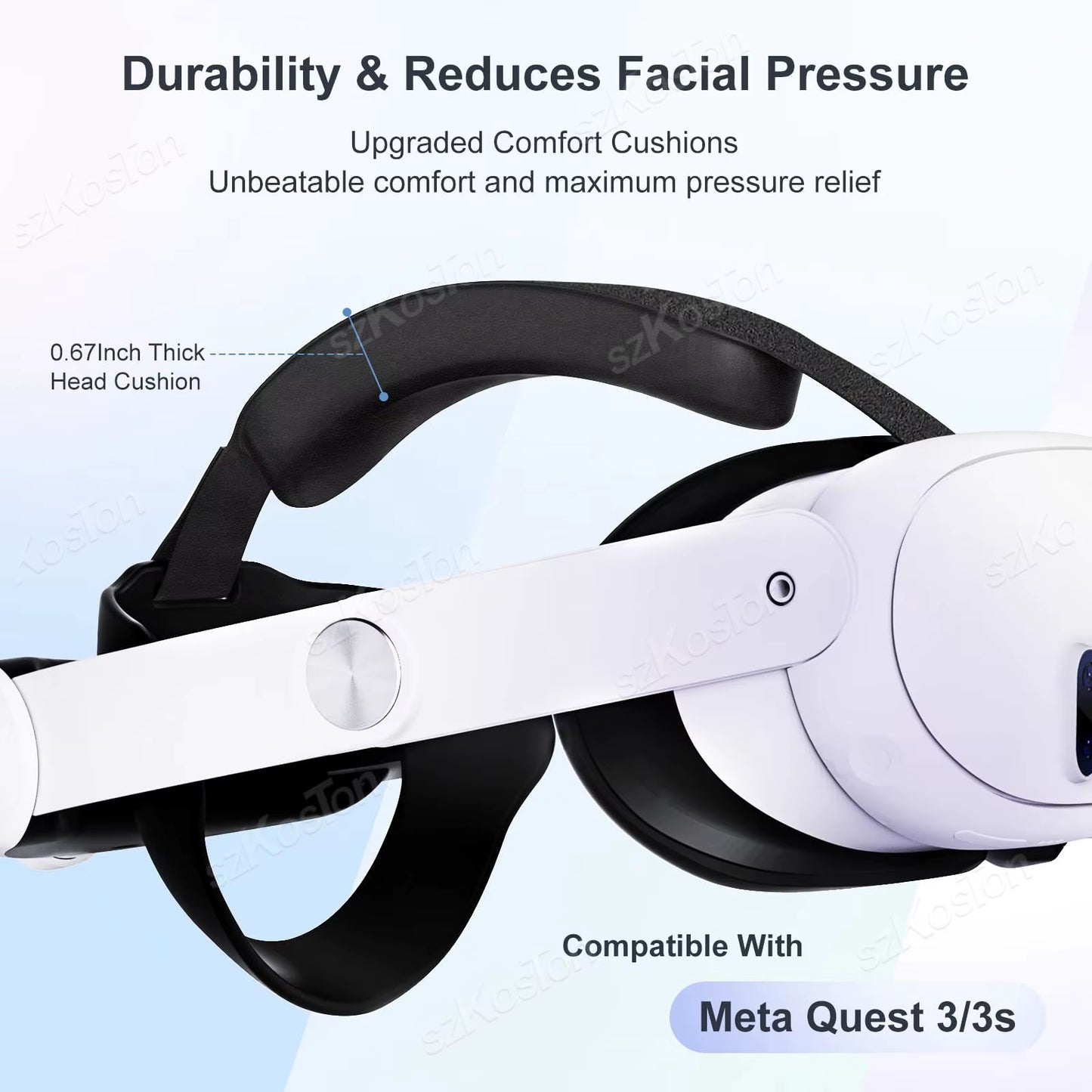 Comfort Head Strap for Meta Quest 3S and Quest 3 VR Headset Reduce Pressure Adjustable Elite Strap for Meta Quest3 Accessories